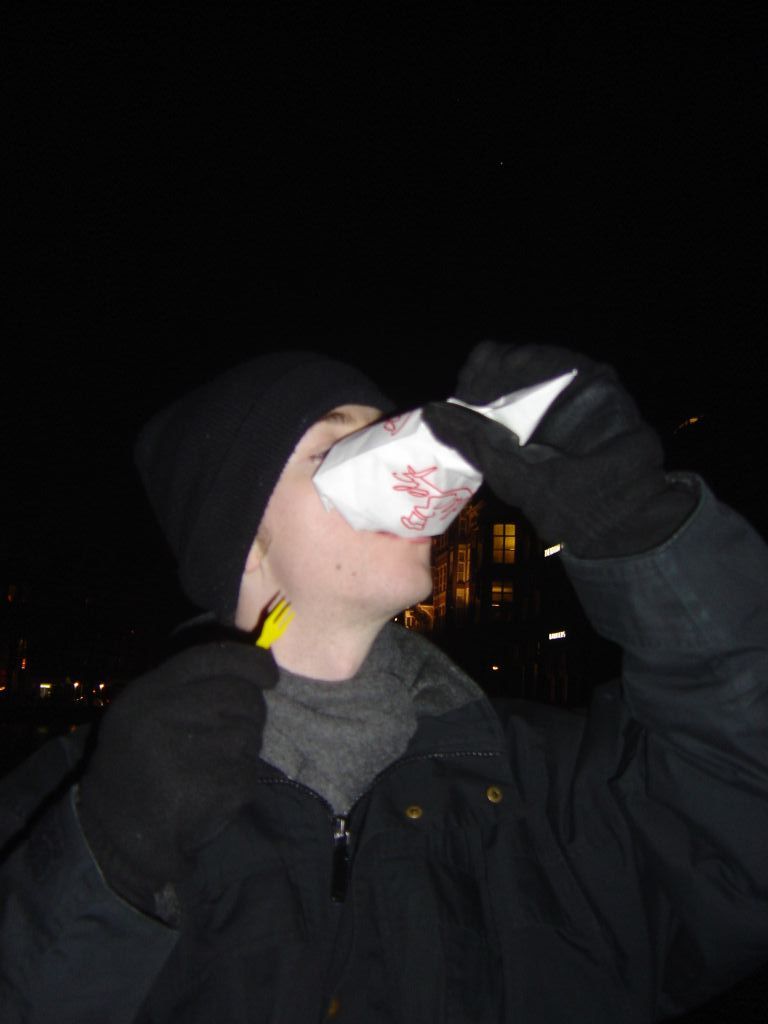 Matt enjoying chips Netherlands style